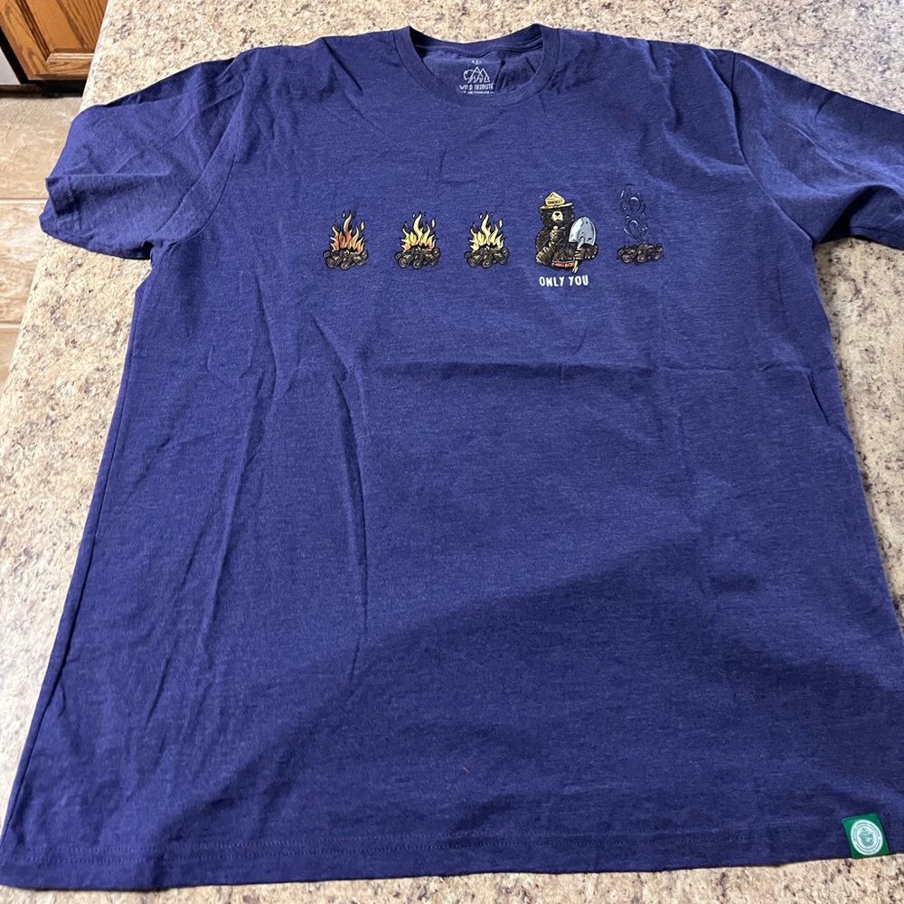 NEOT Purple blue Wild Tribute Only you Smokey the  Bear Graphic nature t shirt